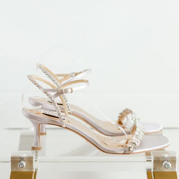 Badgley Mischka Kenya Lavender Satin Kitten Heel Women's 9.5 - Picture 8 of 14